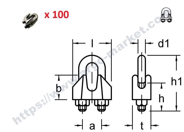 Клипс за метално въже 3 мм, 100 бр главна снимка