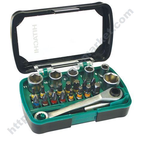 Hitachi комплект битове с тресчотка 24 части главна снимка